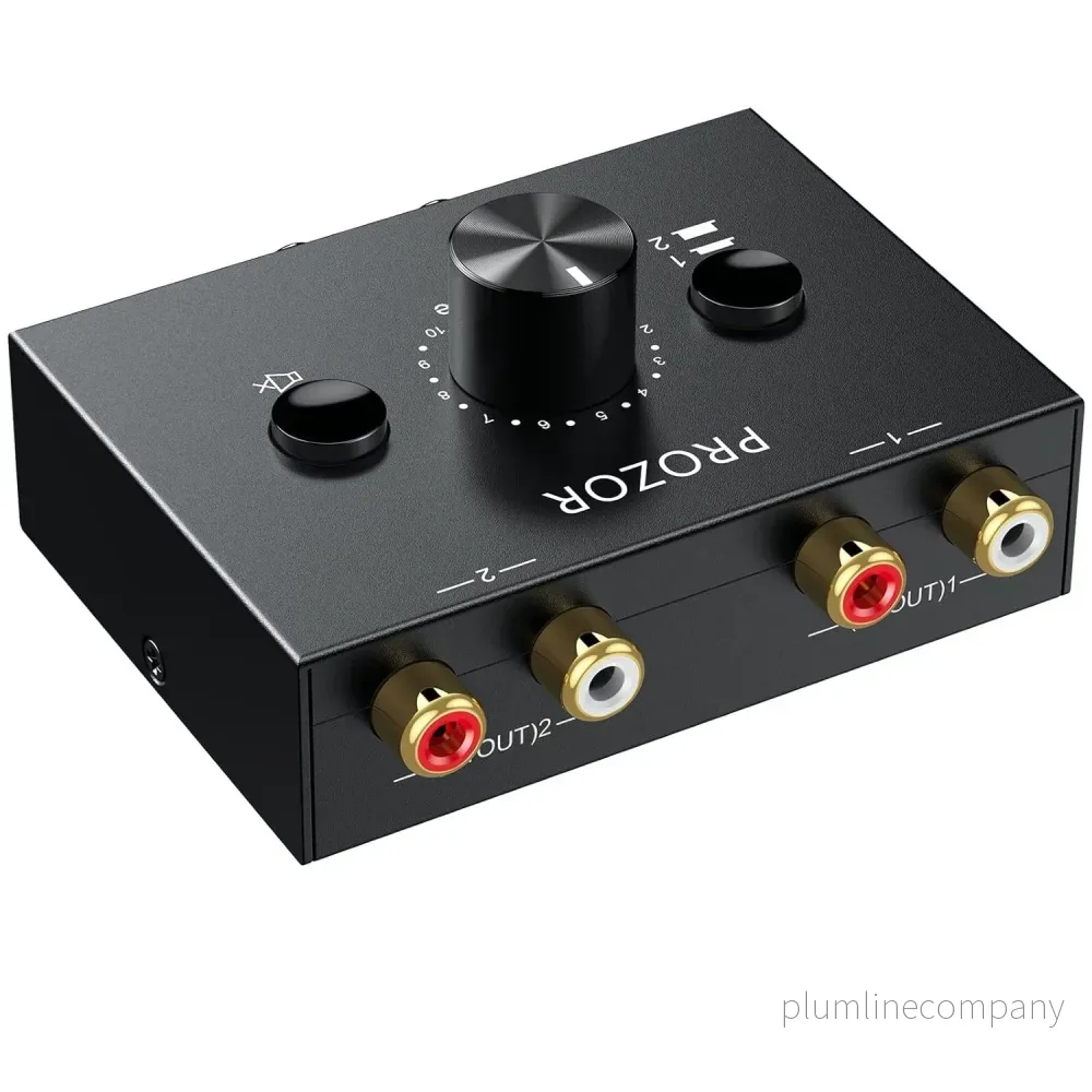 RCA Stereo Audio Switcher – 2 in 1 Out R/L Stereo Audio Switch, 1 in 2 Out Stereo Audio Splitter