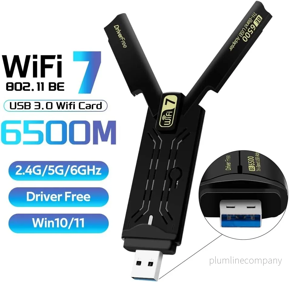 NÖRDIC WiFi 7 USB 3.0 trådlös adapter med tri-band och hög hastighet för stationära och bärbara datorer, Windows 10/11, Plug & Play - Bild 3