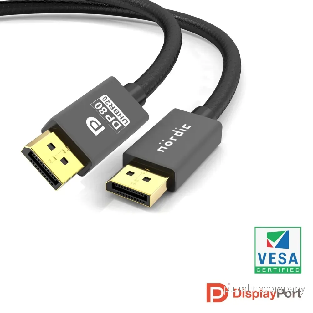 NÖRDIC 50cm VESA Certified nylonflätad Displayport 2.1 UHBR20 kabel DP80 80Gbps 4K240Hz DSC1.2a HDR HDCP2.2 G-Sync NÖRDIC 50cm VESA Certified nylonflätad Displayport 2.1 UHBR20 kabel DP80 80Gbps 4K240Hz DSC1.2a HDR HDCP2.2 G-Sync
