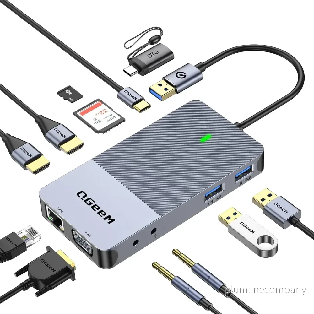 NÖRDIC 1 till 10 USB-A & C DisplayLink dockningsstation 2xHDMI, 1xVGA, 2xUSB3.0, 1xRJ45, 2xSD/TF, 2×3.5mm NÖRDIC 1 till 10 USB-A & C DisplayLink dockningsstation 2xHDMI, 1xVGA, 2xUSB3.0, 1xRJ45, 2xSD/TF, 2×3.5mm