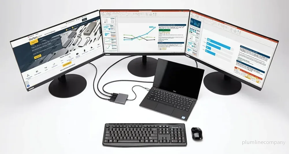 NÖRDIC 1 till 4 USB-C Dockningstation 3 monitorer 2xDP 4K60Hz, 1xHDMI 4K60Hz 1x USB-C PD100W - Bild 3
