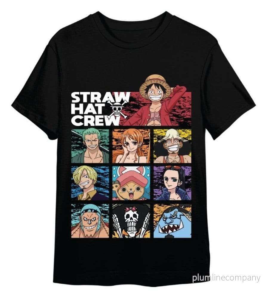 One Piece T-shirt Straw Hat Crew svart storlek M