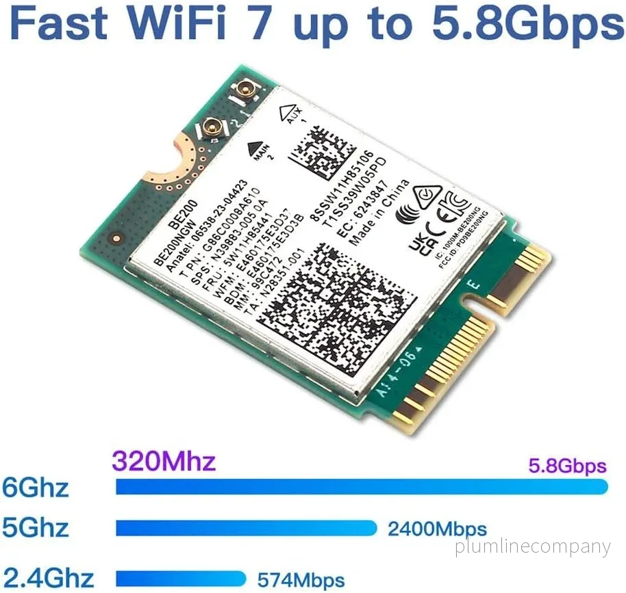 NÖRDIC WiFi 7 PCIe x1 trådlöst nätverkskort med Intel BE200-chipset, 8800 Mbps, Bluetooth 5.4 - Bild 2