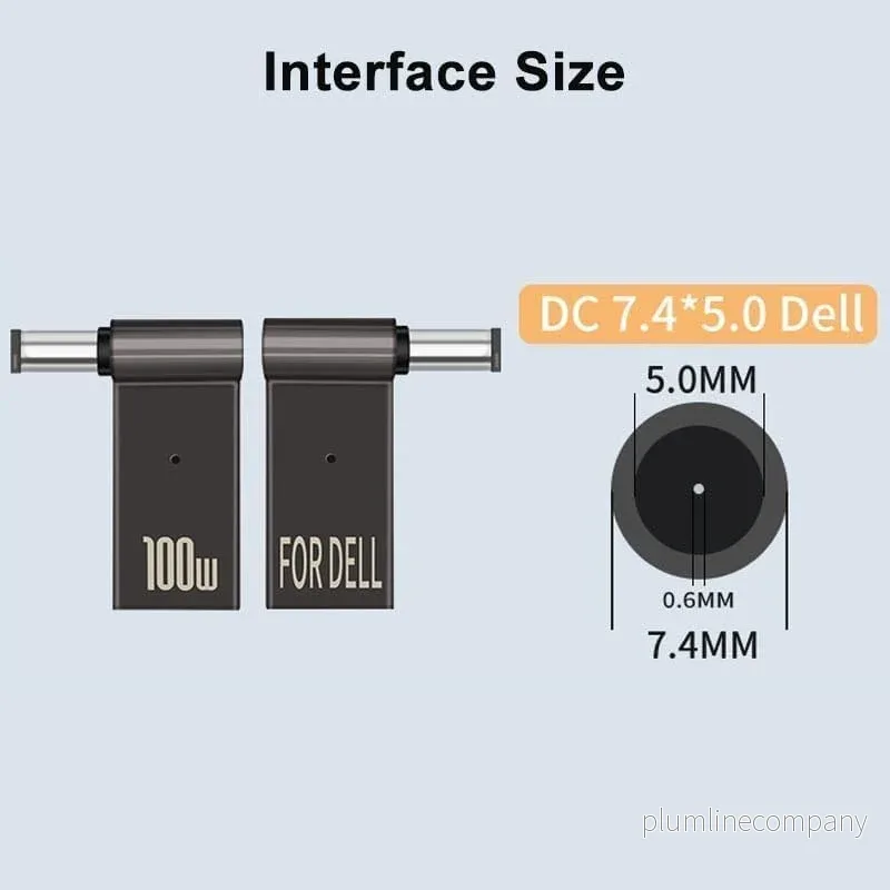 NÖRDIC USB-C till Laptopladdningsadapter, USB-C till DC-kontakt, 100W PD, DC 7,4×5,0mm för DELL - Bild 2