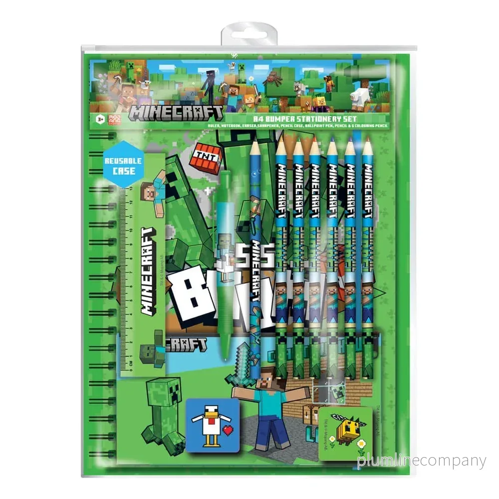 Minecraft 12-delars skrivset A4 Bumper