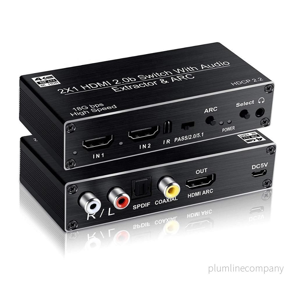 NÖRDIC HDMI switch 2 till 1 med Audio Extractor och ARC 4K 60hz SPDIF Coaxial RCA L/R och stereo NÖRDIC HDMI switch 2 till 1 med Audio Extractor och ARC 4K 60hz SPDIF Coaxial RCA L/R och stereo