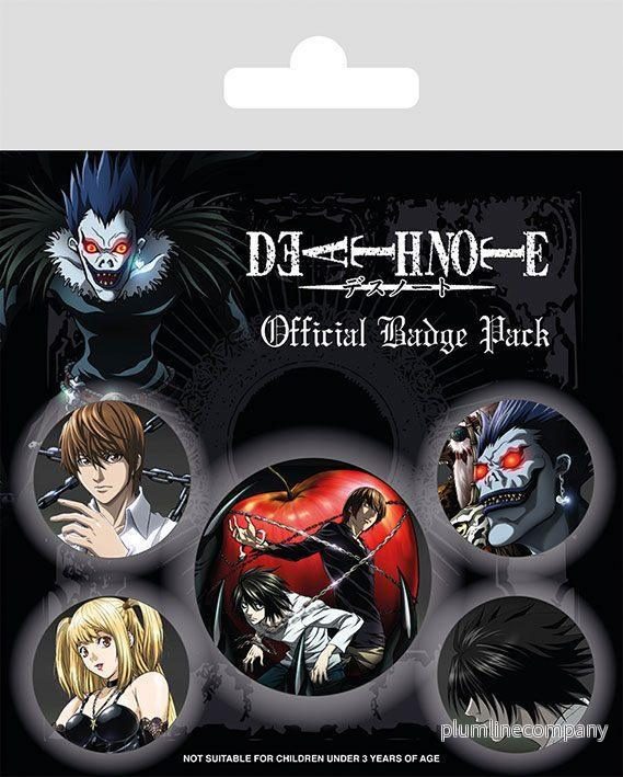 Death Note Pin-Back Buttons 5-Pack Karaktärer