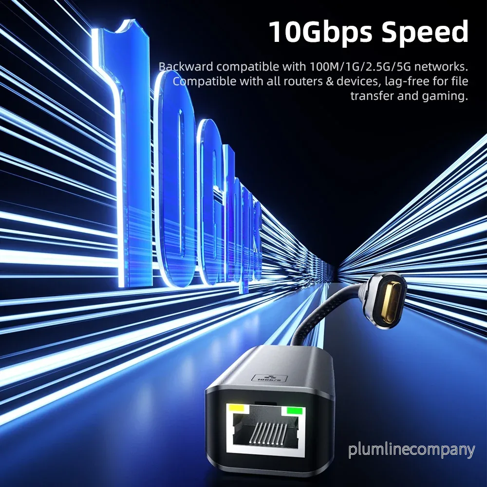 NÖRDIC USB-C till 10Gb Ethernet-adapter, 10GbE USB-C till Ethernet-adapter, kompatibel med USB4 och Thunderbolt 5/4/3, låg värmeutveckling och tyst drift - Bild 3