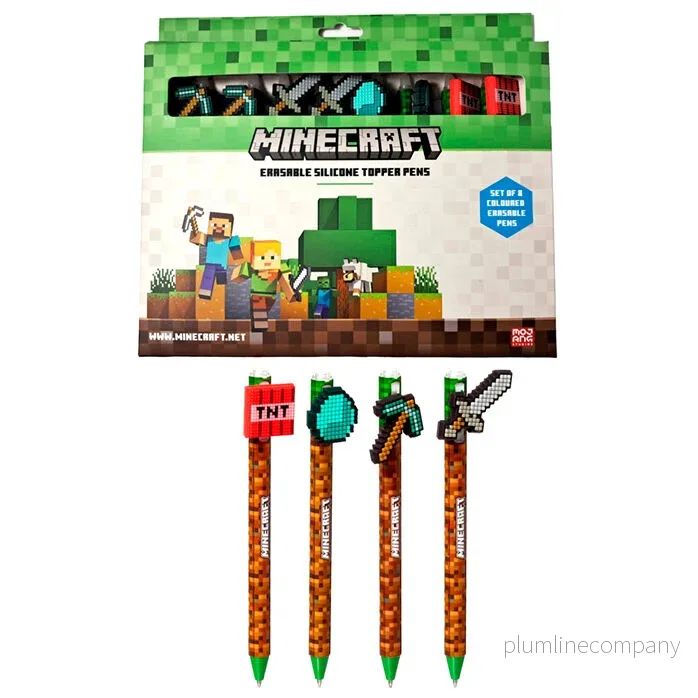 Minecraft Set med 8 Färgglada Utstrykbara Pennor - Bild 2