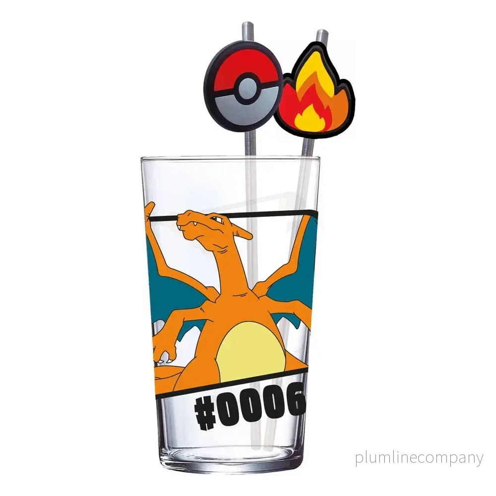 Pokémon Glas Tumbler med Sugrör Charizard 480 ml - Bild 3