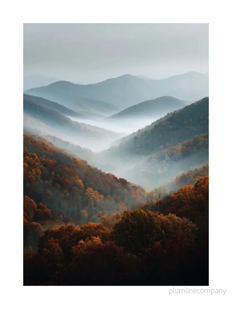 Foggy Mountain Layers Poster