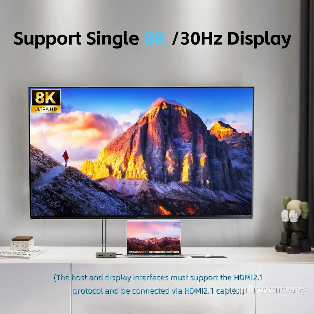 NÖRDIC USB-C dockningsstation 1 till 10 1x8K30Hz HDMI 1x4K60Hz HDMI 1xUSBC PD 100W 1xUSB-C 5Gbps 3xUSB-A 5Gbps 1xSD 1xMicroSD 1x3.5mm audio - Bild 2
